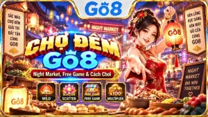 Chợ Đêm GO8 với giao diện Night Market và chủ đề chợ đêm