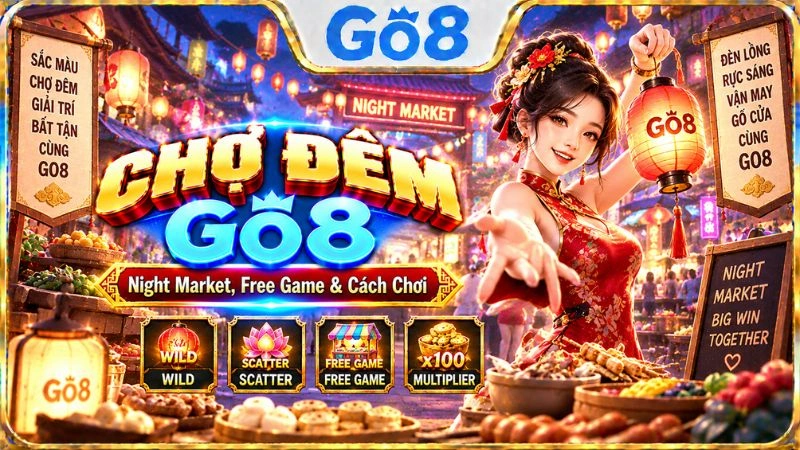 Chợ Đêm GO8 với giao diện Night Market và chủ đề chợ đêm